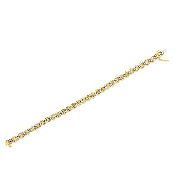 10K Yellow Gold Plated .925 Sterling Silver 2.0 Cttw Round Diamond Cluster 
