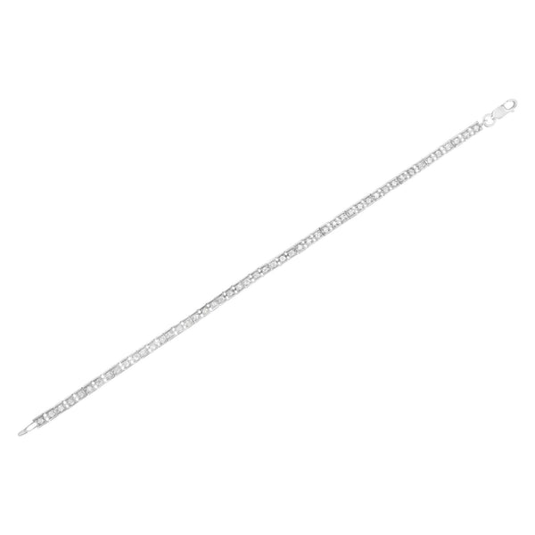 .925 Sterling Silver 1.0 Cttw Diamond Square Hybrid Link 7