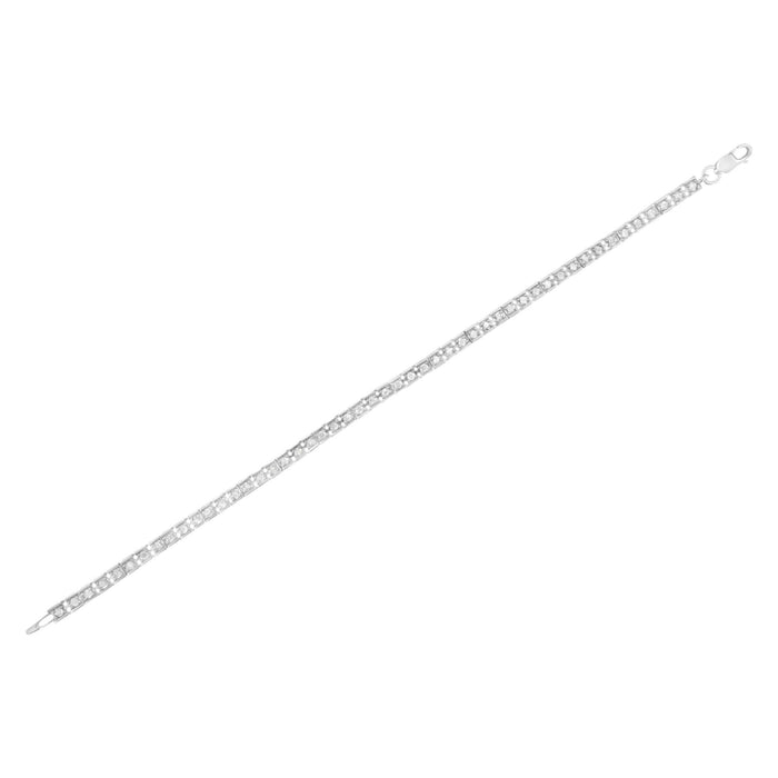 .925 Sterling Silver 1.0 Cttw Diamond Square Hybrid Link 7