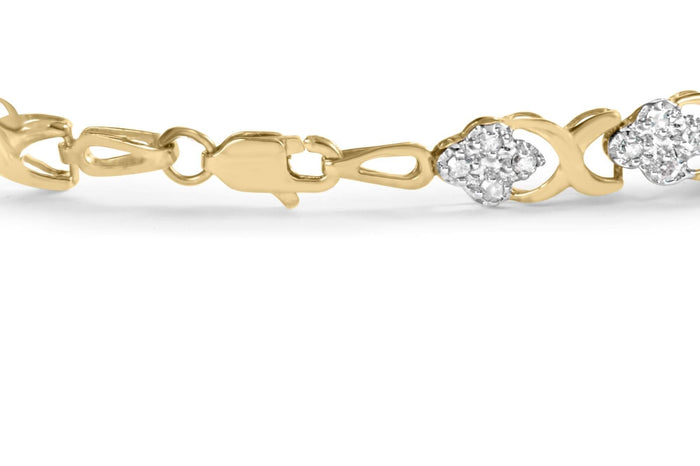 10K Yellow Gold 1.00 Cttw Diamond 5 Stone Floral Cluster and 