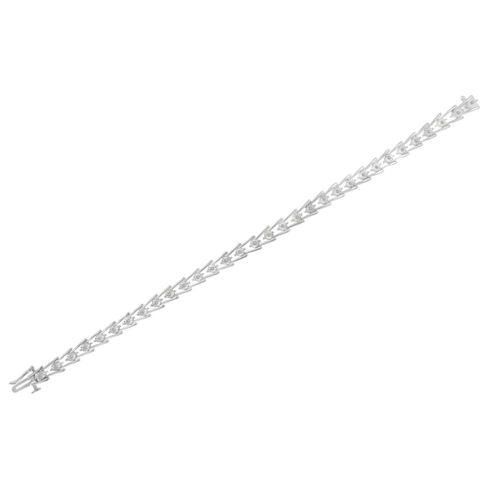 .925 Sterling Silver 1/4 cttw Miracle Set Diamond Sleek and Open 