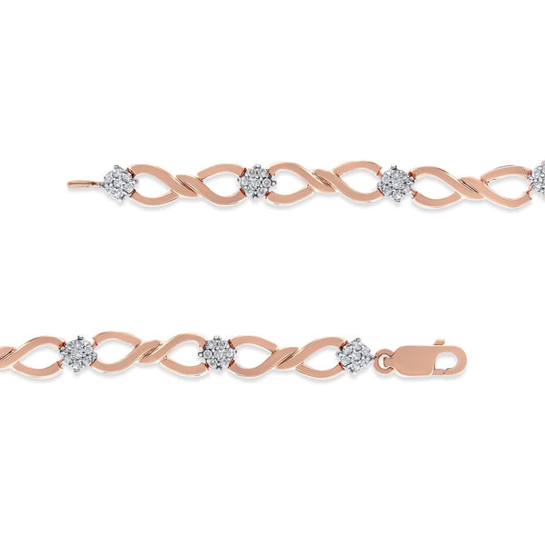10K Rose Gold Plated .925 Sterling Silver 1/2 Cttw Diamond Infinity Link Tennis Bracelet (H-I Color, I2-I3 Clarity) -7”