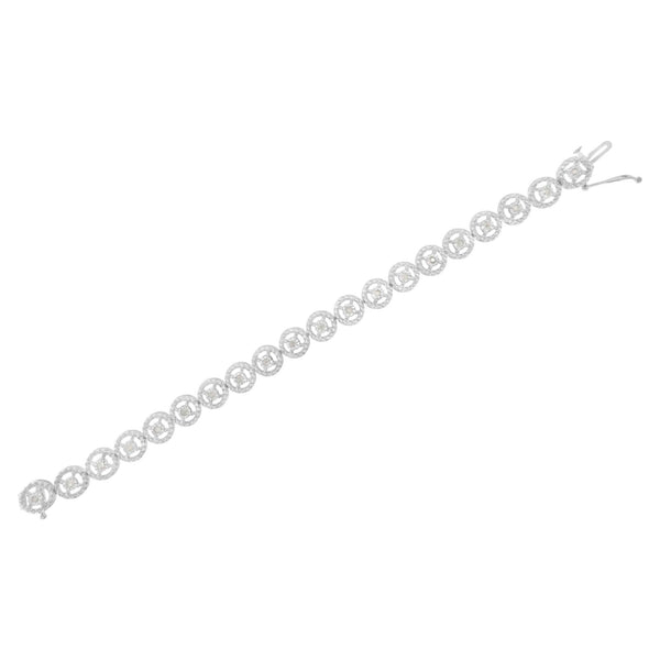 .925 Sterling Silver 1/2 Cttw Diamond Nested Circle Miracle Set Open Wheel 7.25