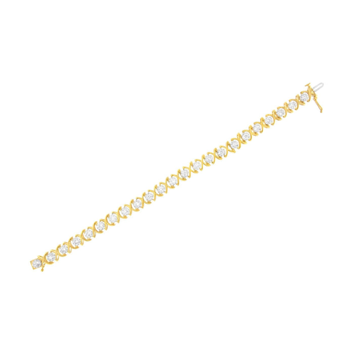 10K Yellow Gold Plated Sterling Silver 2 cttw Diamond 