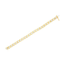 10K Yellow Gold Plated Sterling Silver 2 cttw Diamond "XOXO" Bracelet (J-K Clarity, I1-I2 Color) - Size 7.25"-4