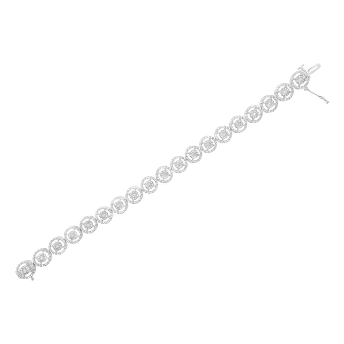 .925 Sterling Silver 1.0 Cttw Diamond Nested Circle Miracle Set Open Wheel 7
