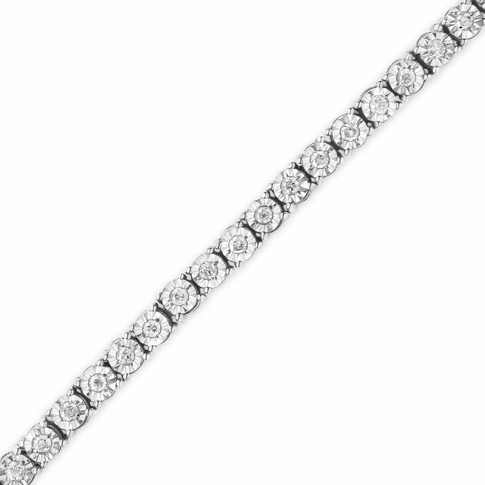 IGI Certified .925 Sterling Silver 1.0 Cttw Miracle-Set Diamond Round Miracle Plate Tennis Bracelet (I-J Color, I3 Clarity)