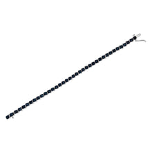 .925 Sterling Silver 1/10 Cttw Miracle-Set Treated Blue Color Diamond Miracle Plate "S" Link Tennis Bracelet (Blue Color, I2- I3 Clarity) - 7.25"-4