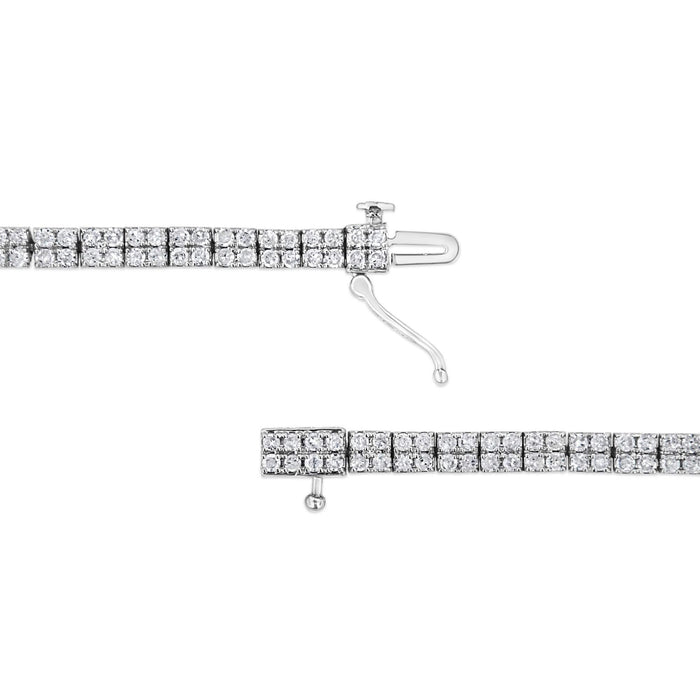 .925 Sterling Silver 3.0 Cttw Prong-Set Round Diamond 2 Row Link Tennis Bracelet (I-J Color, I3 Clarity) - 7.25