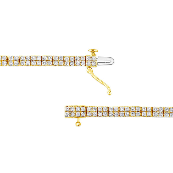 14K Yellow Gold Plated .925 Sterling Silver 3.0 Cttw Diamond Link Bracelet (K-L Color, I2-I3 Clarity) - 7.25
