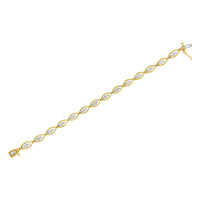 10K Yellow Gold Plated .925 Sterling Silver 1 cttw Prong Set Round-Cut Diamond Link Bracelet (J-K Color, I1-I2 Clarity) - 7.25
