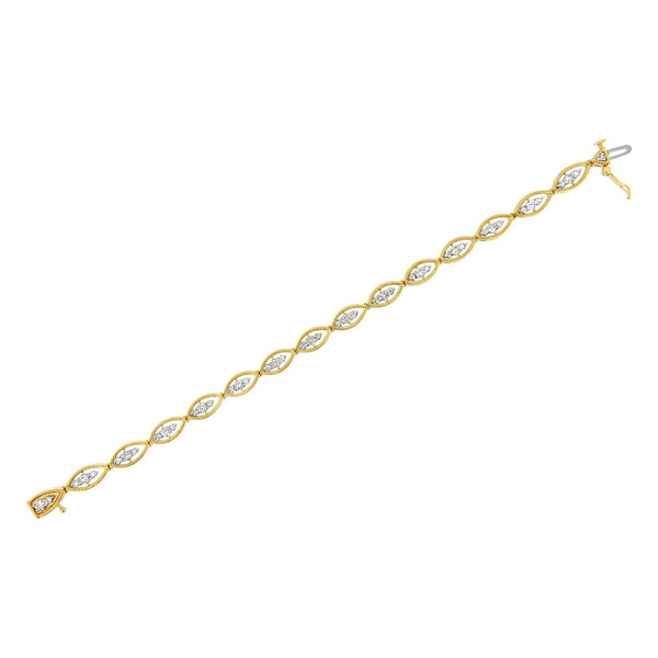 10K Yellow Gold Plated .925 Sterling Silver 1 cttw Prong Set Round-Cut Diamond Link Bracelet (J-K Color, I1-I2 Clarity) - 7.25