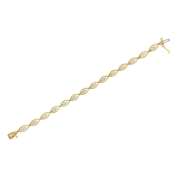 10K Yellow Gold Plated .925 Sterling Silver 1 cttw Prong Set Round-Cut Diamond Link Bracelet (J-K Color, I1-I2 Clarity) - 7.25