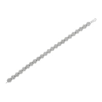 .925 Sterling Silver 2.0 cttw Diamond 7 Stone Floral Cluster Link Bracelet (I-J Color, I3 Clarity) -7.25