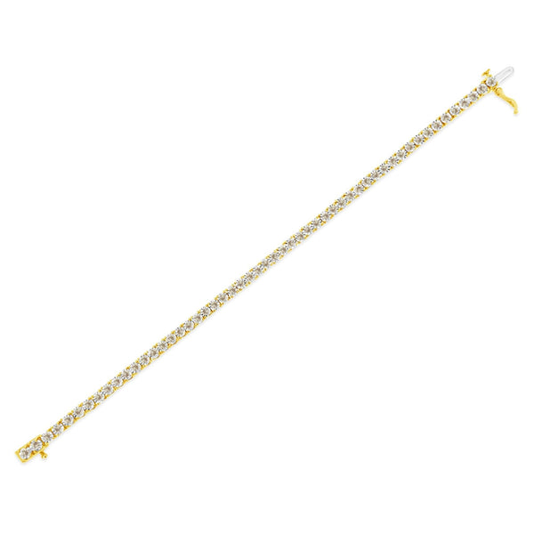 14K Yellow Gold Plated .925 Sterling Silver 3.0 Cttw Miracle-Set Diamond Tennis Bracelet (L-M Color, I2-I3 Clarity) - 7.25