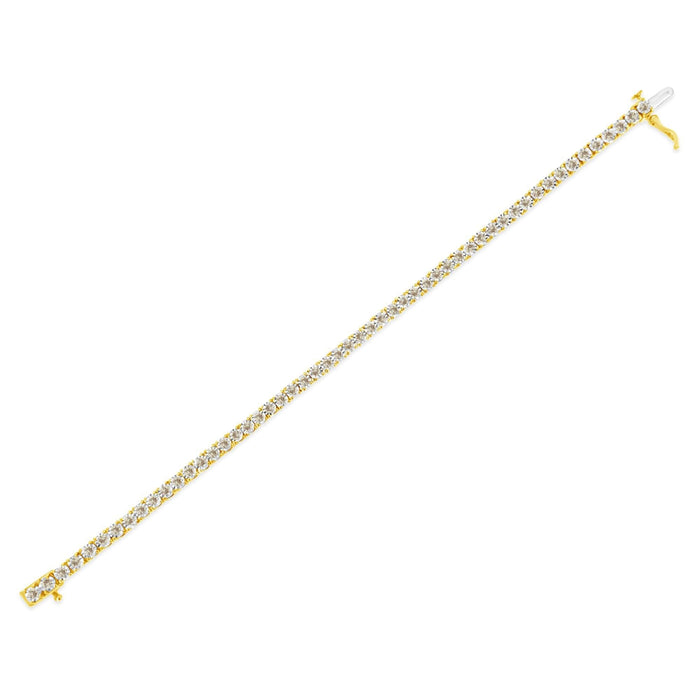 14K Yellow Gold Plated .925 Sterling Silver 3.0 Cttw Miracle-Set Diamond Tennis Bracelet (L-M Color, I2-I3 Clarity) - 7.25