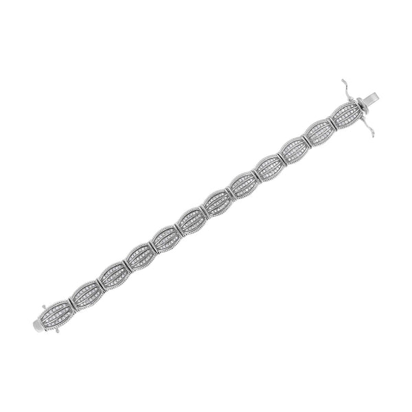 .925 Sterling Silver 3.0 Cttw Prong Set Diamond Art Deco Style Tennis Bracelet (I-J Color, I2-I3 Clarity) - 7.25