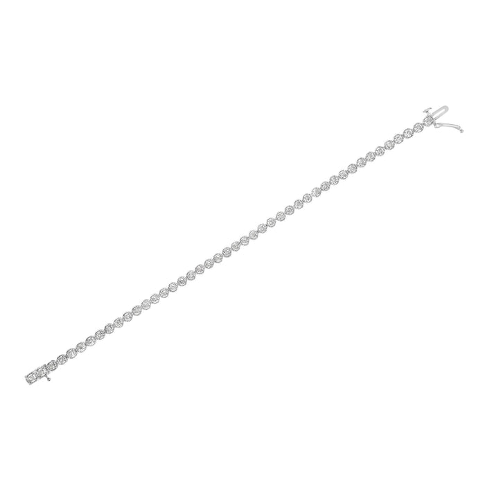 .925 Sterling Silver 1/2 Cttw Miracle Set Round Diamond Bezel Design Link Bracelet (I-J Color, I2-I3 Clarity) - 7.25