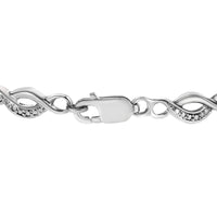 .925 Sterling Silver Prong Set Diamond Accent Curved Spiral Link Bracelet (I-J Color, I3 Clarity) - 7.25