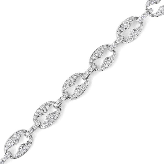 14K White Gold 1 1/2 Cttw Round Diamond Set Link Bracelet (I-J Color, I1-I2 Clarity) - 7