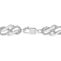 .925 Sterling Silver Prong Set Diamond Accent Infinity Weave Link 7.25