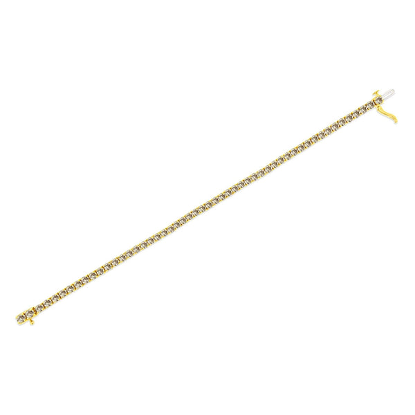 14K Yellow Gold Plated .925 Sterling Silver 8.0 Cttw Diamond Classic Link Tennis Bracelet (K-L Color, I2-I3 Clarity) - 7-1/4