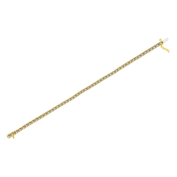 14K Yellow Gold Plated .925 Sterling Silver 8.0 Cttw Diamond Classic Link Tennis Bracelet (K-L Color, I2-I3 Clarity) - 7-1/4