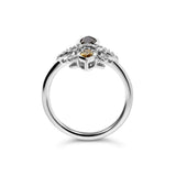 .925 Sterling Silver Black Onyx and Yellow Citrine Marquise and Diamond Accent Fleur De Lis Ring (H-I Color, SI1-SI2 Clarity)-4 thumbnail 5