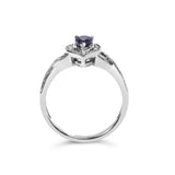 .925 Sterling Silver 6x4mm Pear Sapphire Gemstone with Diamond Accent Fashion Halo Ring (H-I Color, SI1-SI2 Clarity)-4 thumbnail 5