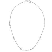 14K White Gold 1.00 Cttw Bezel Set Round Diamond Marquise Shaped Milgrain Station 18" Collar Necklace (G-H Color, SI1-SI2 Clarity)-4