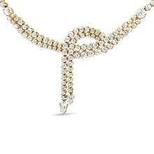 14k Yellow Gold 17.0 Cttw Diamond Double Row Lariat 18" Inch Tennis Necklace with Pear Shape Diamond Drop Tips (I-J Color, VS2-SI1 Clarity)-4