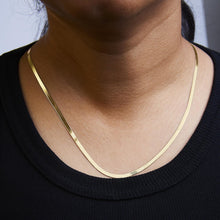 Unisex Solid 14K Gold 2.8mm Imperial Herringbone Chain Necklace-4
