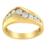 14KT Yellow Gold Men's Round Cut Diamond Ring (1 cttw, H-I Color, SI2-I1 Clarity)-1 thumbnail 2