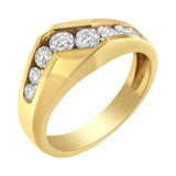 14KT Yellow Gold Men's Round Cut Diamond Ring (1 cttw, H-I Color, SI2-I1 Clarity)-4 thumbnail 5