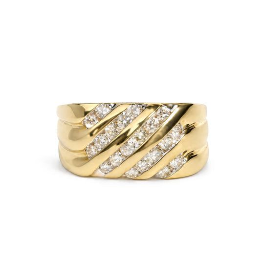 Men's 10K Yellow Gold 1.00 Cttw Channel Set Diamond 5 Row Band Ring-0