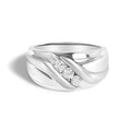 925 sterling silver men's ring with 3 channel-set diamond stones