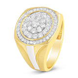 10K Yellow Gold 1 1/2 Cttw Diamond Cluster and Halo Signet Mens Ring (K-L Color, I1-I2 Clarity)-1 thumbnail 2