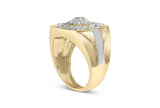 10K Yellow Gold 1 1/2 Cttw Diamond Cluster and Halo Signet Mens Ring (K-L Color, I1-I2 Clarity)-3 thumbnail 4