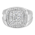 14K white gold men's ring with channel-set round diamond stones