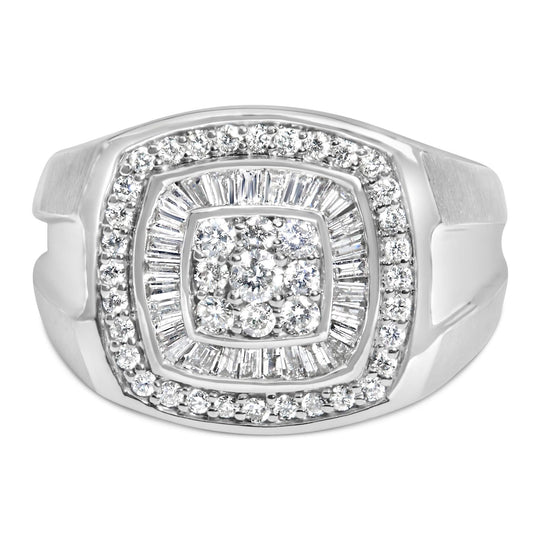 14K White Gold Men's Diamond Band Ring (1 cttw, H-I Color, SI1-I2 Clarity)-0