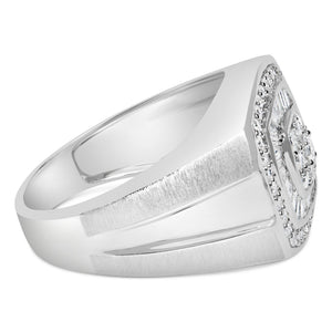 14K White Gold Men's Diamond Band Ring (1 cttw, H-I Color, SI1-I2 Clarity)-1