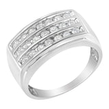 14K White Gold Men's Diamond Channel Set Band Ring (1 cttw, H-I Color, SI2-I1 Clarity)-3 thumbnail 4