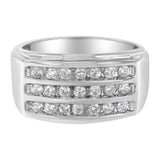 14K White Gold Men's Diamond Channel Set Band Ring (1 cttw, H-I Color, SI2-I1 Clarity)-0 thumbnail 1
