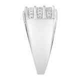 14K White Gold Men's Diamond Channel Set Band Ring (1 cttw, H-I Color, SI2-I1 Clarity)-4 thumbnail 5