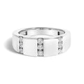 925 sterling silver men's ring with three rows of channel-set diamonds