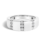 Men's .925 Sterling Silver 1/2 Cttw Diamond Triple Three Stone Row Band Ring (H-I Color, I1-I2 Clarity)-0 thumbnail 1