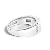 Men's .925 Sterling Silver 1/2 Cttw Diamond Triple Three Stone Row Band Ring (H-I Color, I1-I2 Clarity)-1 thumbnail 2