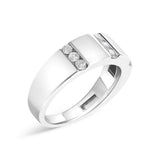 Men's .925 Sterling Silver 1/2 Cttw Diamond Triple Three Stone Row Band Ring (H-I Color, I1-I2 Clarity)-3 thumbnail 4