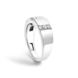 Men's .925 Sterling Silver 1/2 Cttw Diamond Triple Three Stone Row Band Ring (H-I Color, I1-I2 Clarity)-4 thumbnail 5