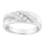 10K White Gold 1/10 Cttw Diamond Men's Three Stone Channel Set Diamond Wedding Ring (I-J Color, I1-I2 Clarity)-1 thumbnail 2